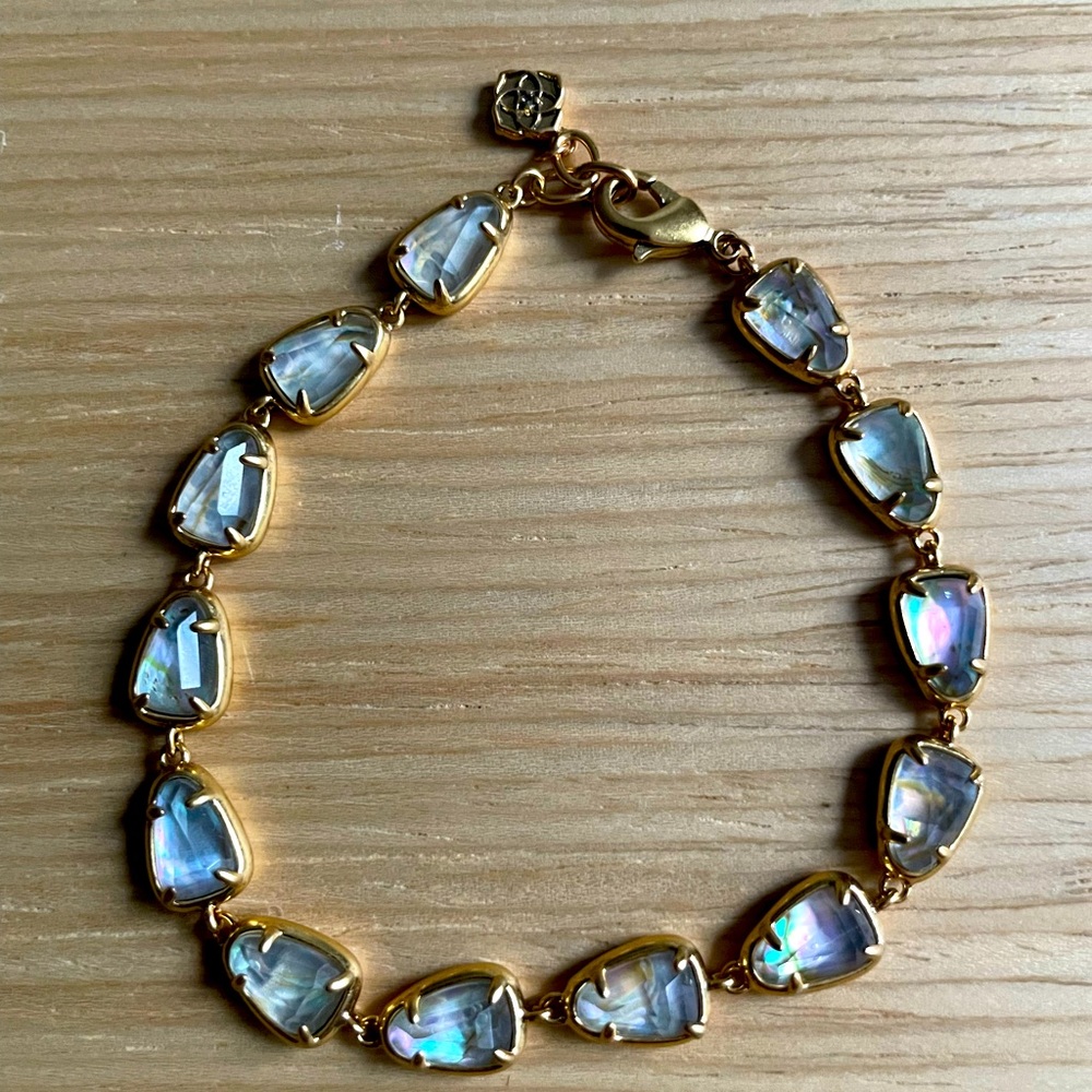 EUC Kendra Scott White Iridescent Abalone Vintage Gold Susanna Bracelet